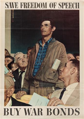 NORMAN ROCKWELL (1894-1978). [THE FOUR FREEDOMS.] Group of 4 posters. 1943. 40x28inches, 101x71 cm. U.S. Government Printing Office, Wa